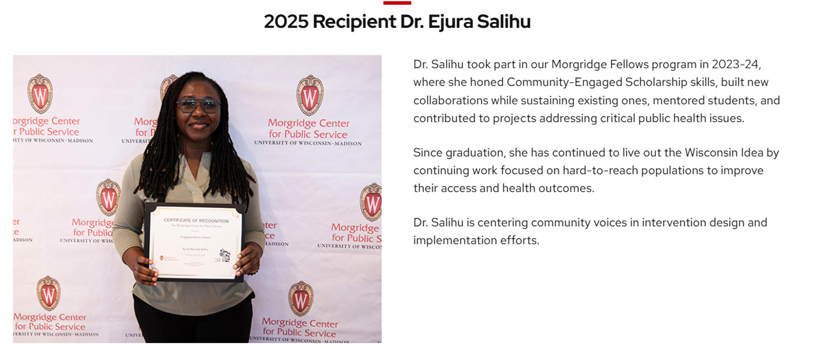 Morgridge Center Engaged Alumni Award